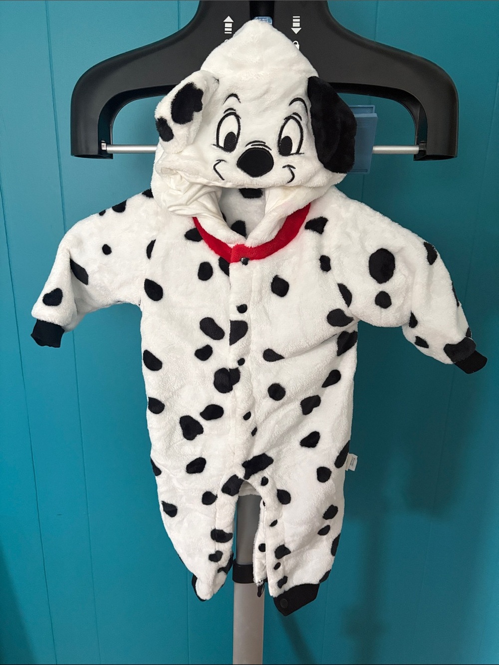 White & Black Dalmatian Onsie with Red Collar